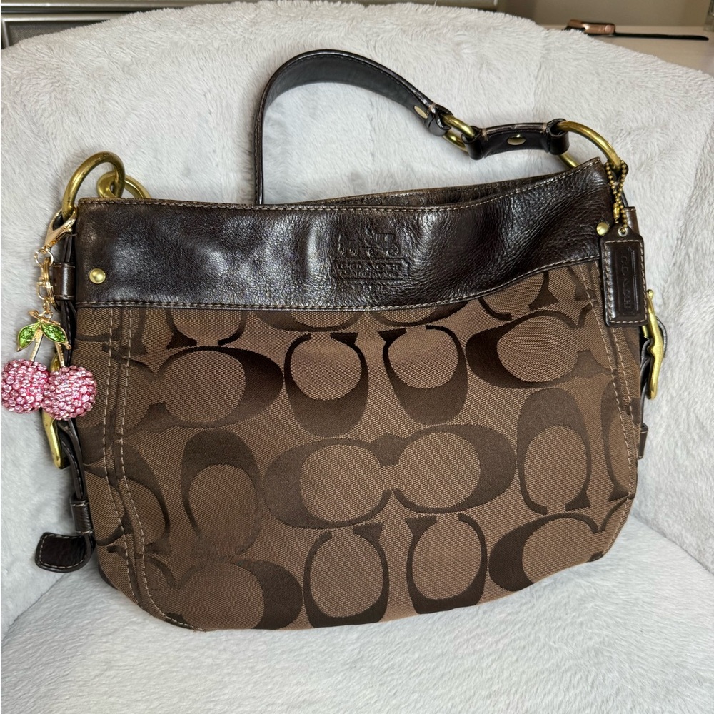 SOLD - Brown Coach Zoe Signature Hobo handbag